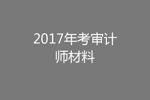 2017年考审计师材料