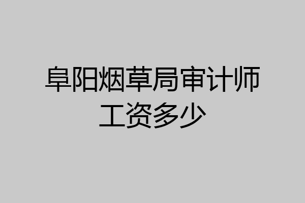 阜阳烟草局审计师工资多少