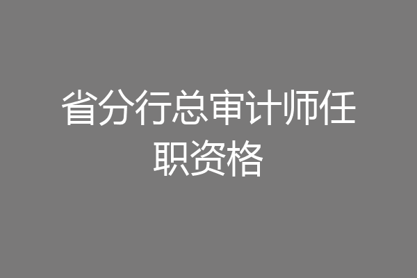 省分行总审计师任职资格