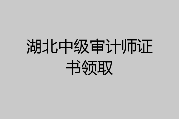 湖北中级审计师证书领取