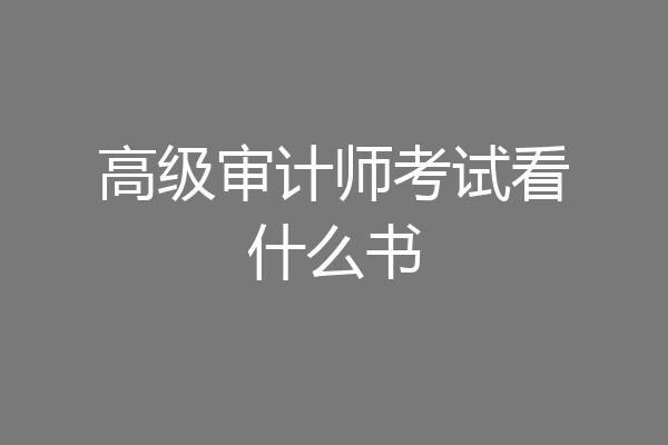 高级审计师考试看什么书