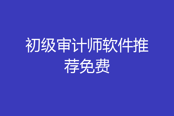 初级审计师软件推荐免费