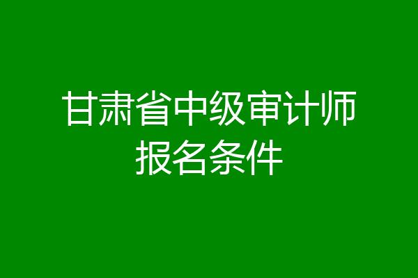 甘肃省中级审计师报名条件