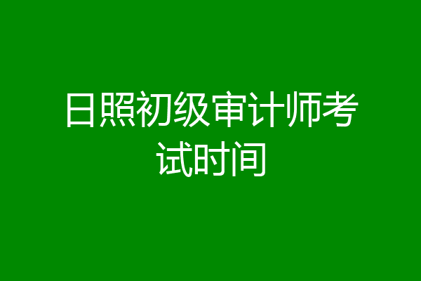 日照初级审计师考试时间