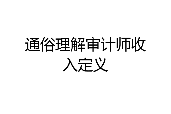 通俗理解审计师收入定义