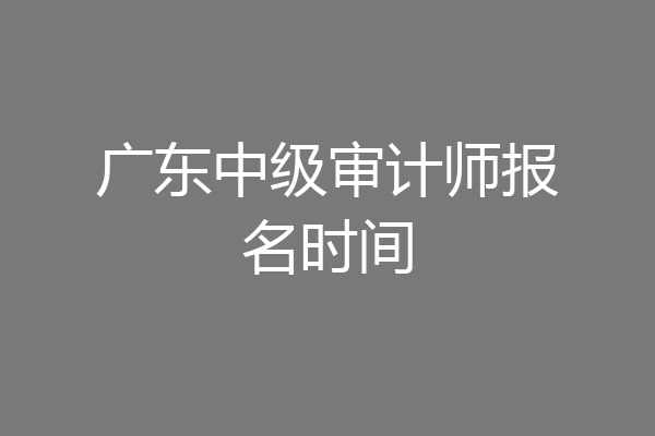 广东中级审计师报名时间