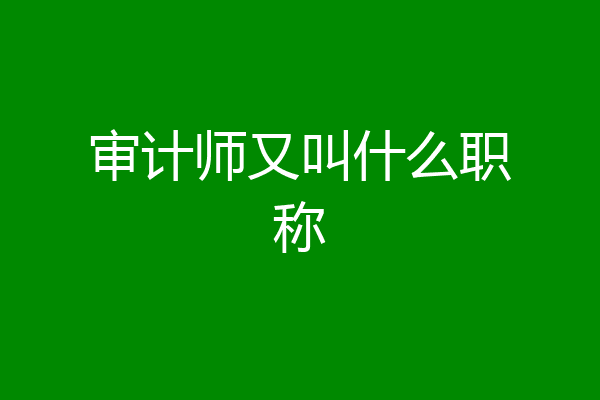 审计师又叫什么职称