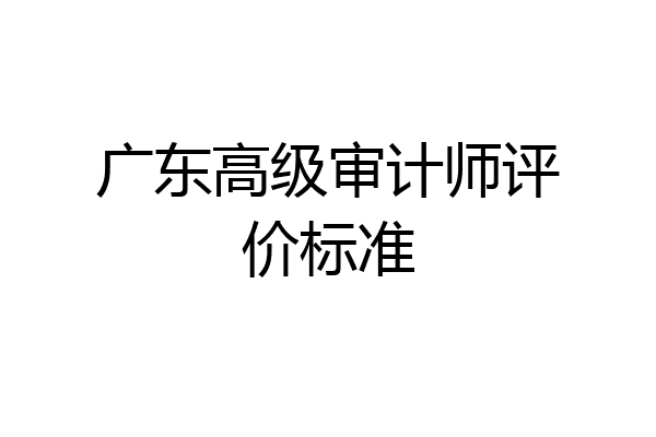 广东高级审计师评价标准