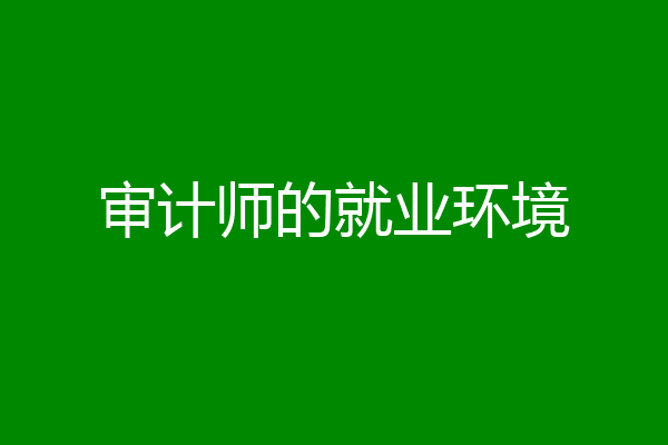 审计师的就业环境
