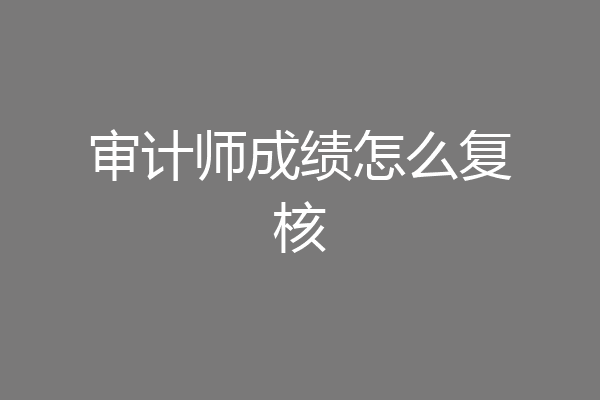 审计师成绩怎么复核