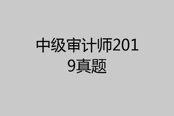 中级审计师2019真题