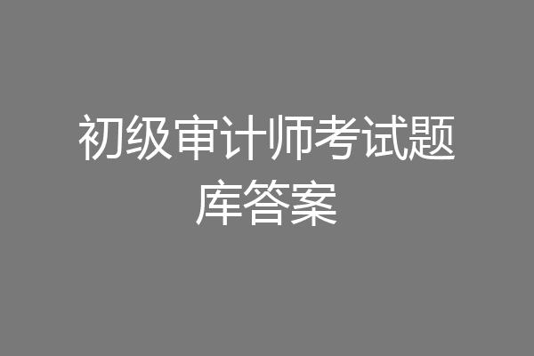 初级审计师考试题库答案