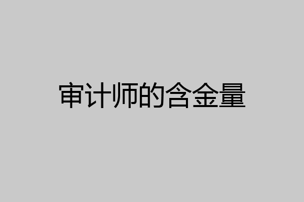 审计师的含金量
