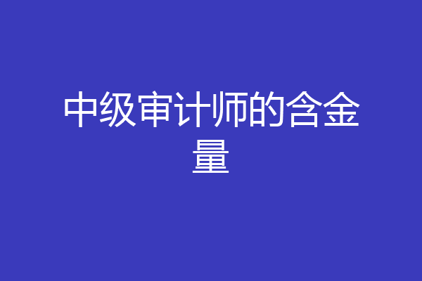 中级审计师的含金量