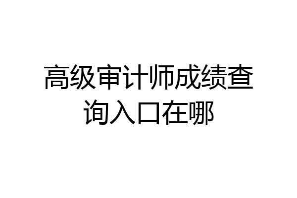 高级审计师成绩查询入口在哪