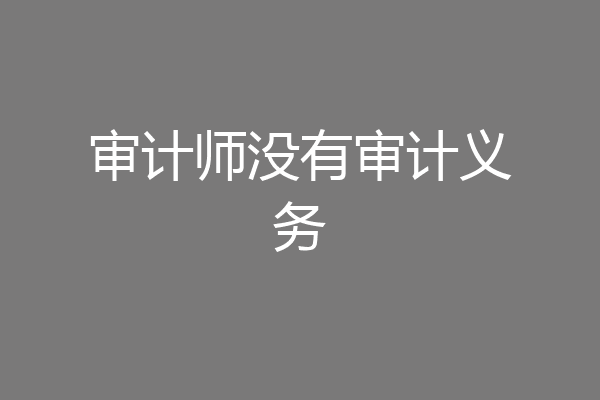 审计师没有审计义务