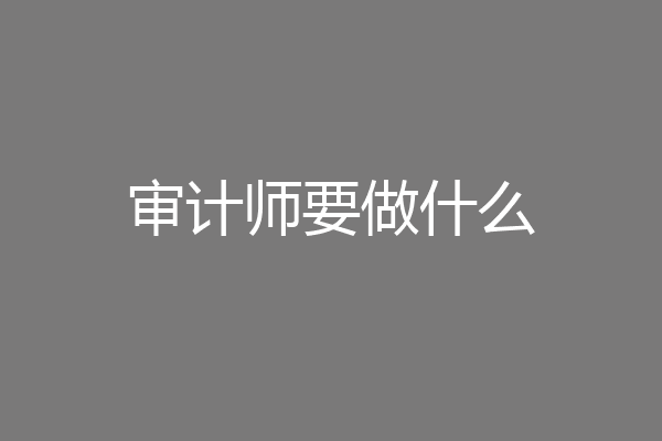 审计师要做什么