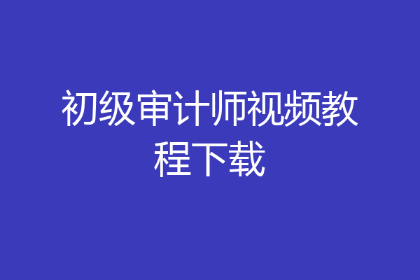 初级审计师视频教程下载