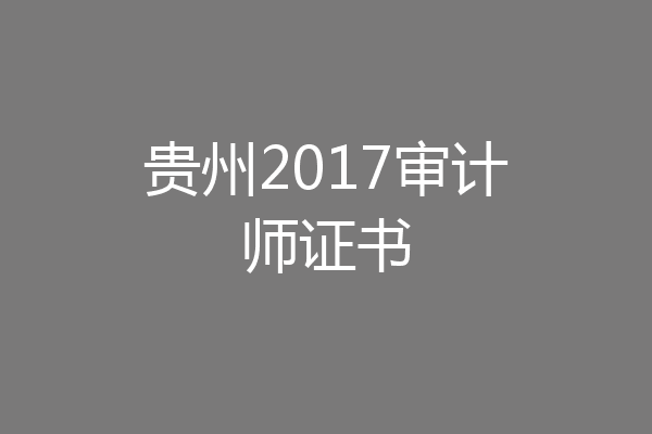 贵州2017审计师证书