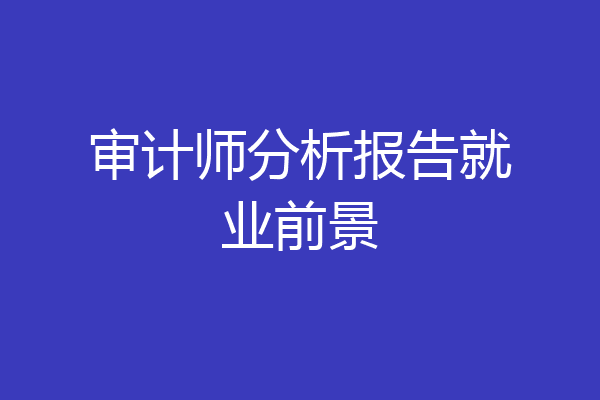 审计师分析报告就业前景