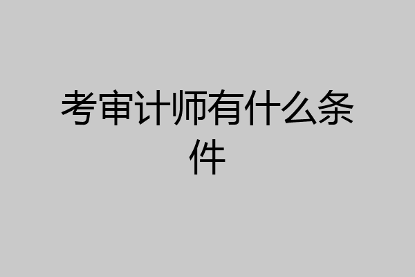 考审计师有什么条件