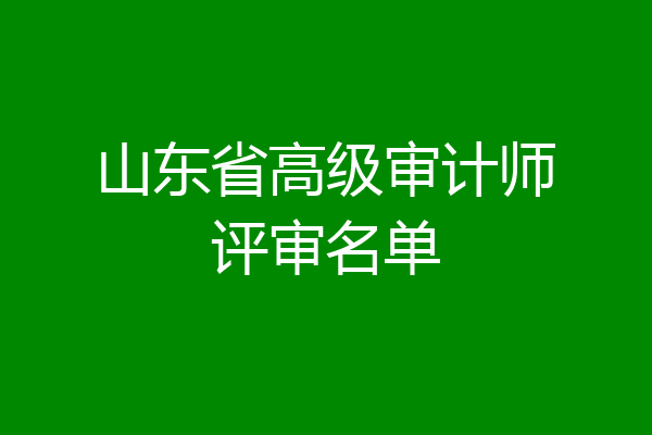 山东省高级审计师评审名单