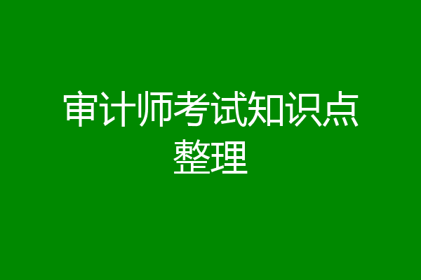 审计师考试知识点整理
