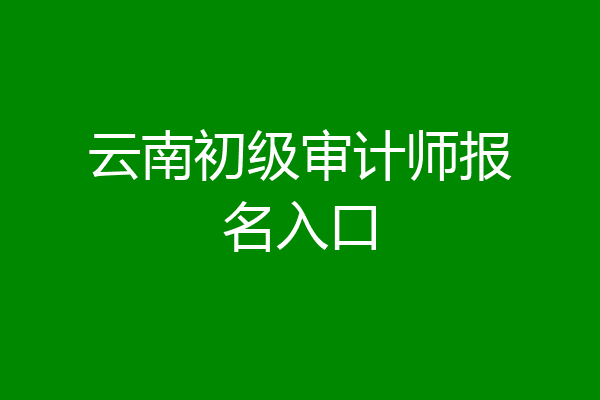 云南初级审计师报名入口