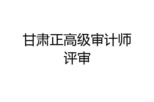 甘肃正高级审计师评审