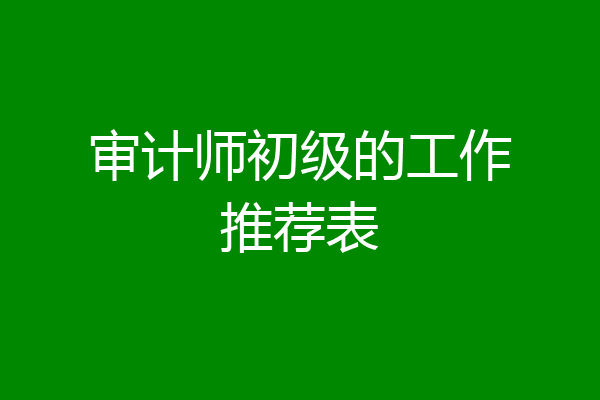 审计师初级的工作推荐表
