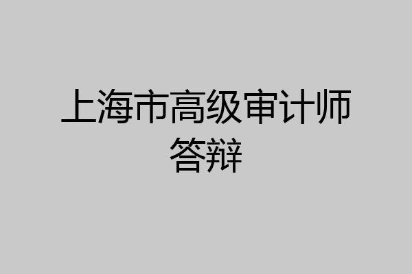 上海市高级审计师答辩