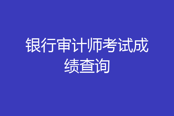 银行审计师考试成绩查询