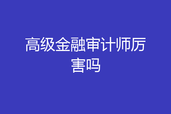 高级金融审计师厉害吗