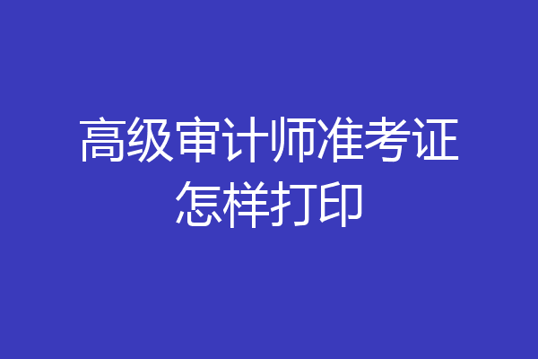 高级审计师准考证怎样打印