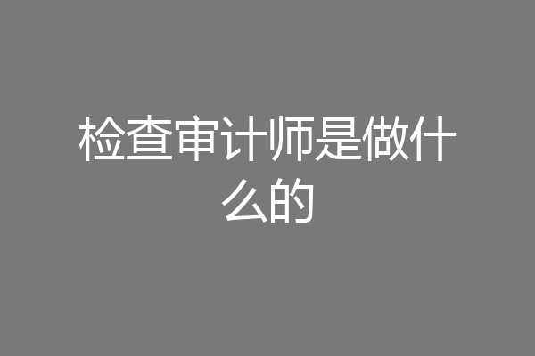 检查审计师是做什么的