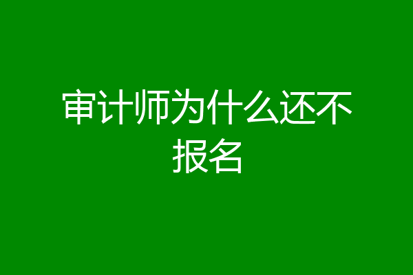 审计师为什么还不报名