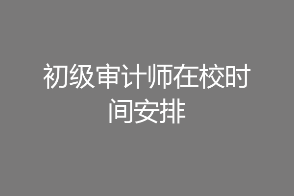初级审计师在校时间安排