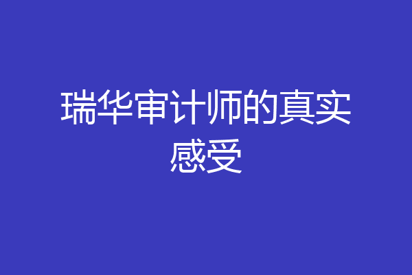 瑞华审计师的真实感受