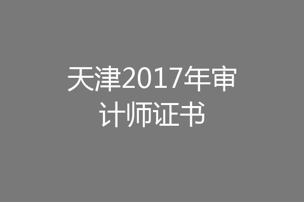 天津2017年审计师证书