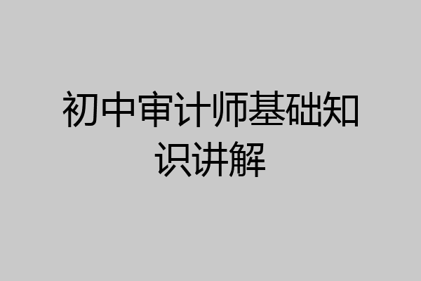初中审计师基础知识讲解