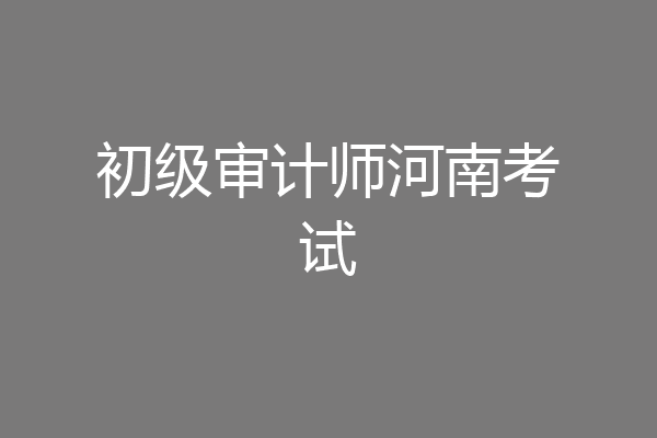 初级审计师河南考试