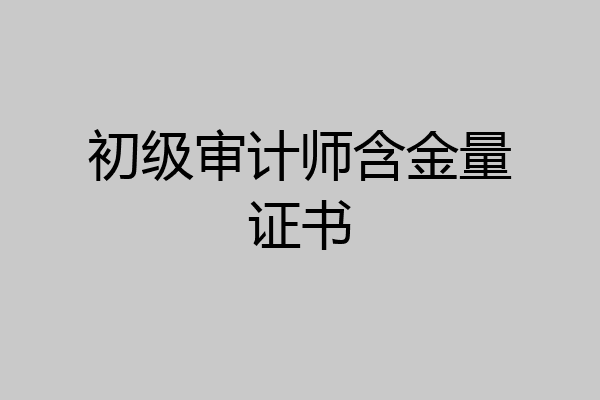 初级审计师含金量证书