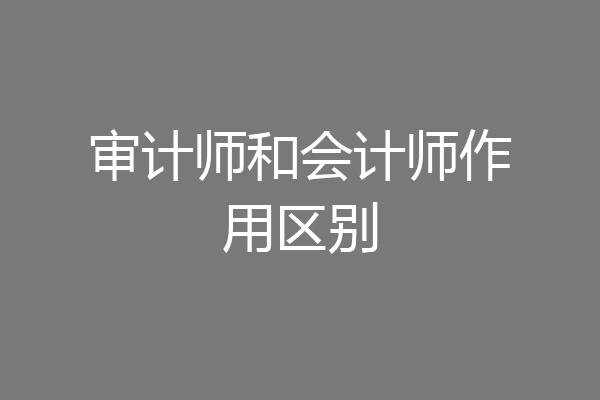 审计师和会计师作用区别