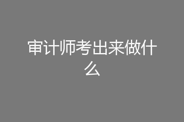 审计师考出来做什么