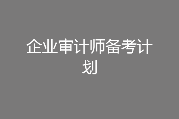 企业审计师备考计划