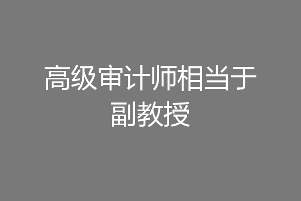高级审计师相当于副教授