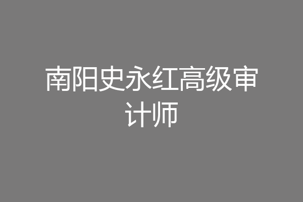 南阳史永红高级审计师