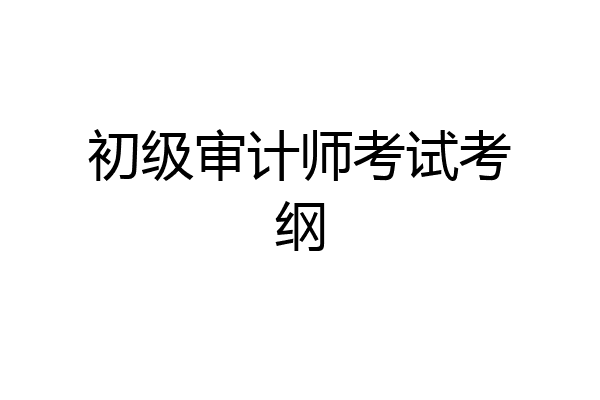 初级审计师考试考纲