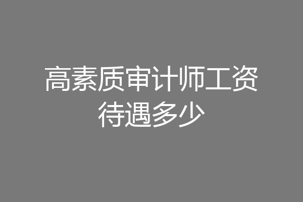 高素质审计师工资待遇多少