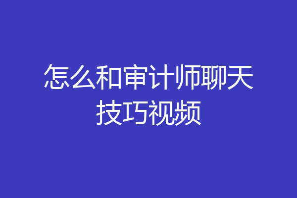 怎么和审计师聊天技巧视频
